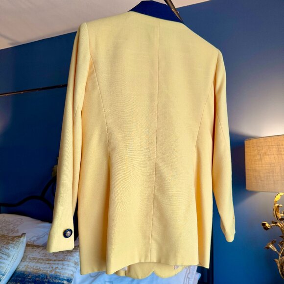 Vintage 90s Yellow and Navy Blazer - Picture 5 of 12
